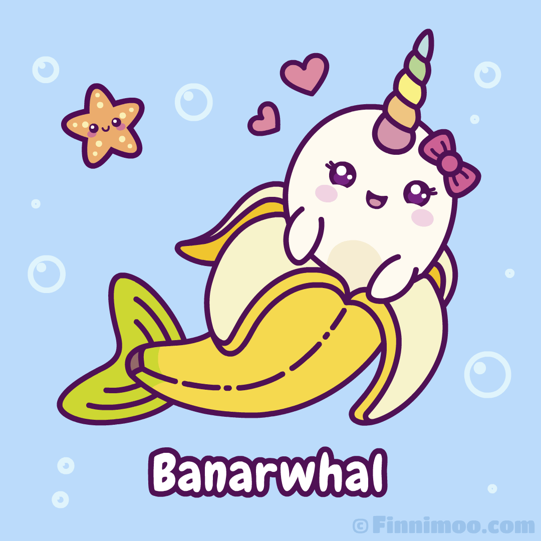 Banarwhal Cute Kawaii Narwhal in a Banana Peel Suit